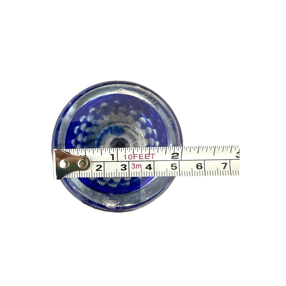 Vintage Hand Blown Art Glass Paperweight Cobalt Blue Pattern In Clear Glass 2" - Picture 6 of 8